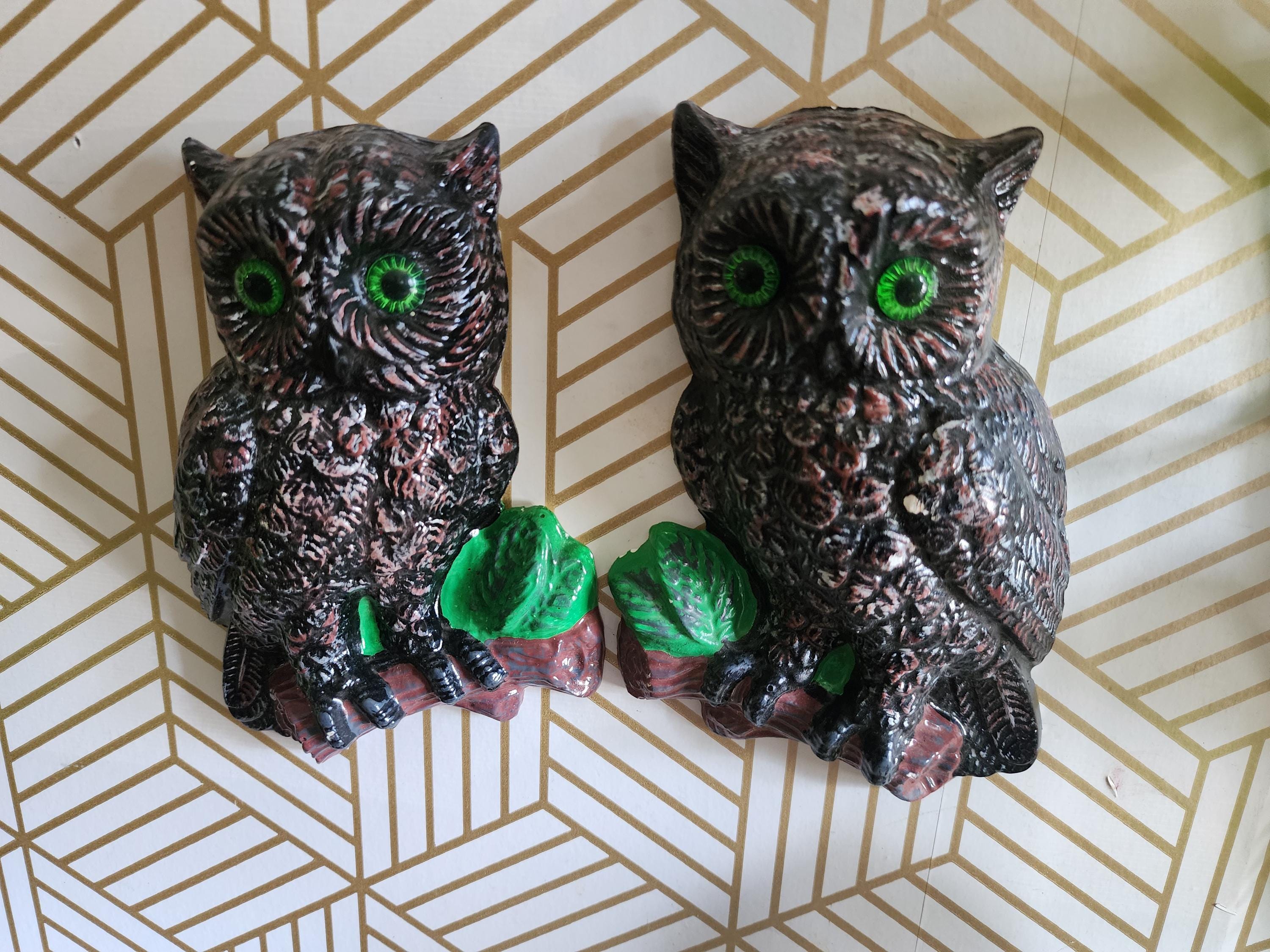 1970s USA vintage】owl wall deco フクロウの壁掛け ペア