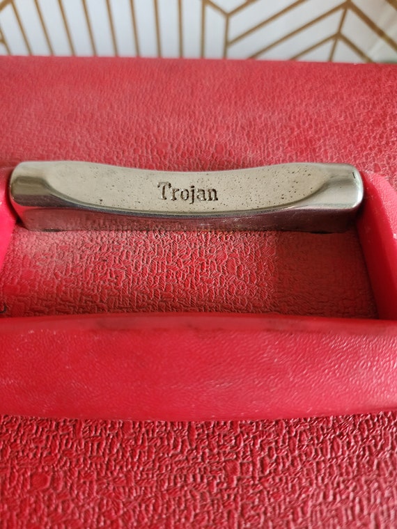 Vintage 1960’s Era Lipstick Red Trojan Train Case… - image 5