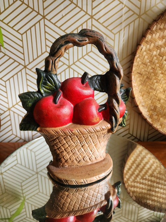 Vintage Cast Iron Apple Basket Door Stop