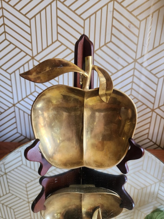 Vintage Solid Brass Apple Dish / Trinket Dish / Catchall