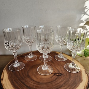 Set of 4 France Cristal D'Arques Durand Longchamp Clear Lead Crystal Wine Glasses 7"