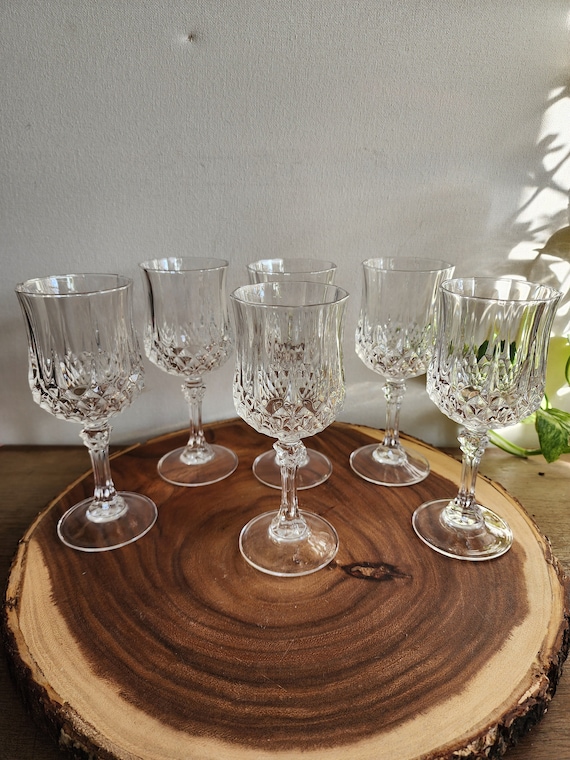 Set of 4 France Cristal D'Arques Durand Longchamp Clear Lead Crystal Wine Glasses 6.5"