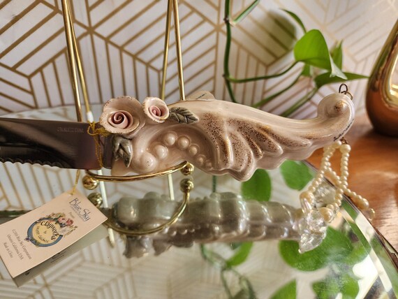 Vintage Cake Knife Blue Sky Clayworks Heather Goldminc Ceramic Statue Bridal Shower Gift