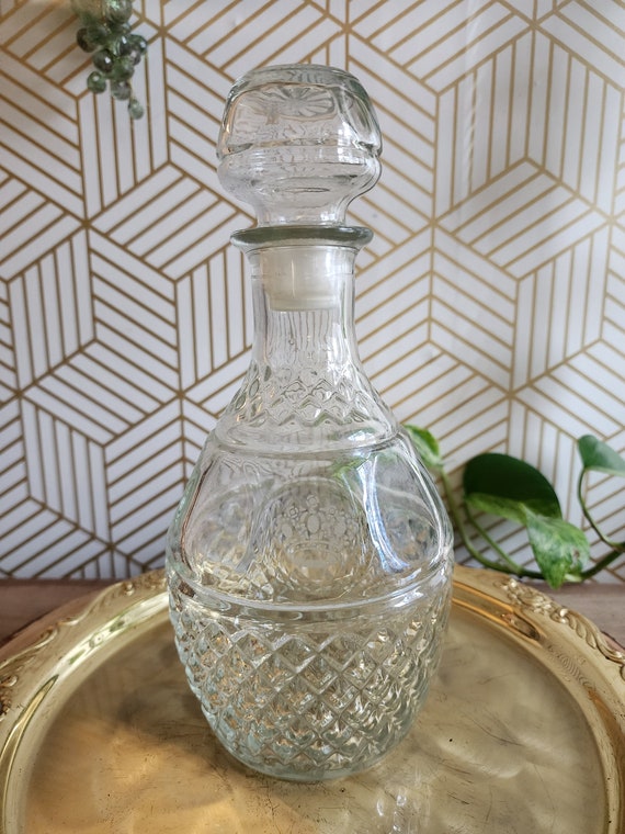 Vintage Diamond Pattern Crown Royal Decanter, by Anchor Hocking.