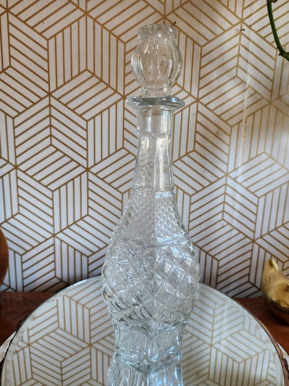 Anchor Hocking Crystal Decanter Wexford Clear Pattern 14.5" Tall