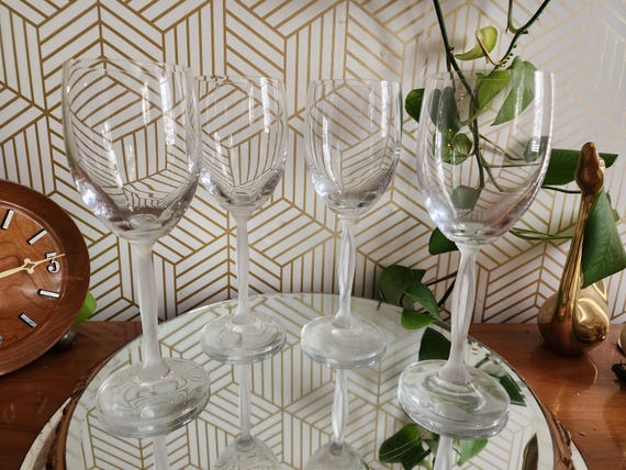 Vintage Mikasa Ballet Stemware Wine Glass Clear Frosted Glasses