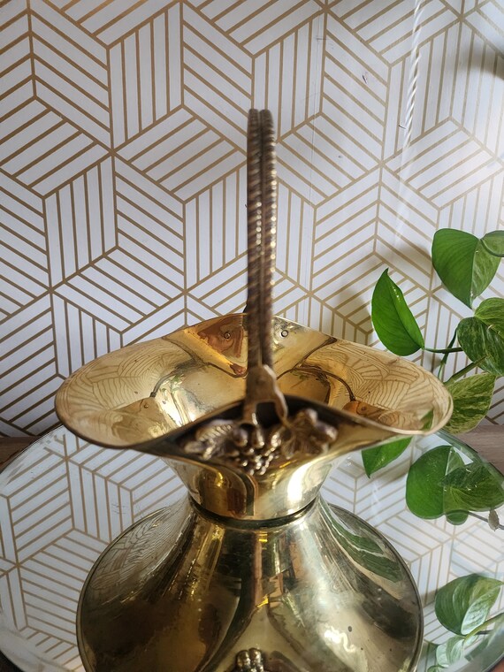 Vintage Gold Brass Basket with Grapes