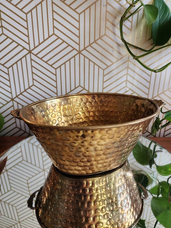 Vintage Small Solid Brass Basket