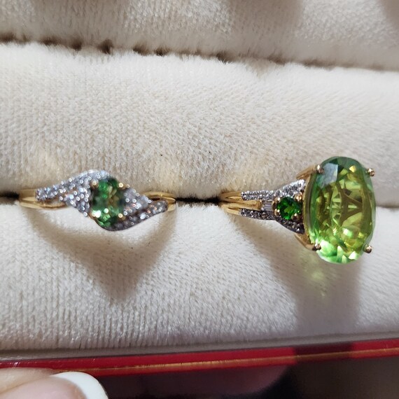 D'Joy Gold Plated Sterling Silver Peridot Rings Size 7-8
