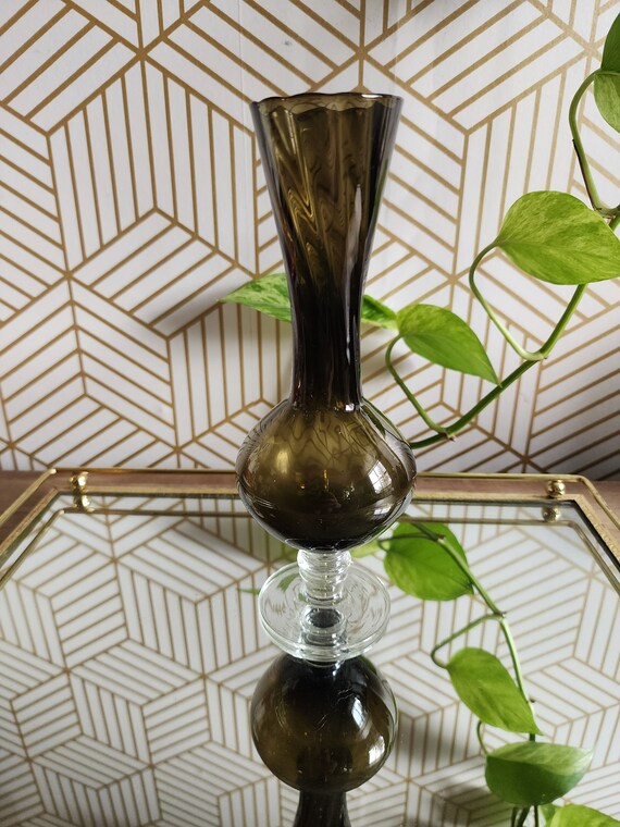 Vintage Dark Sage Green Empoli Bud Vase