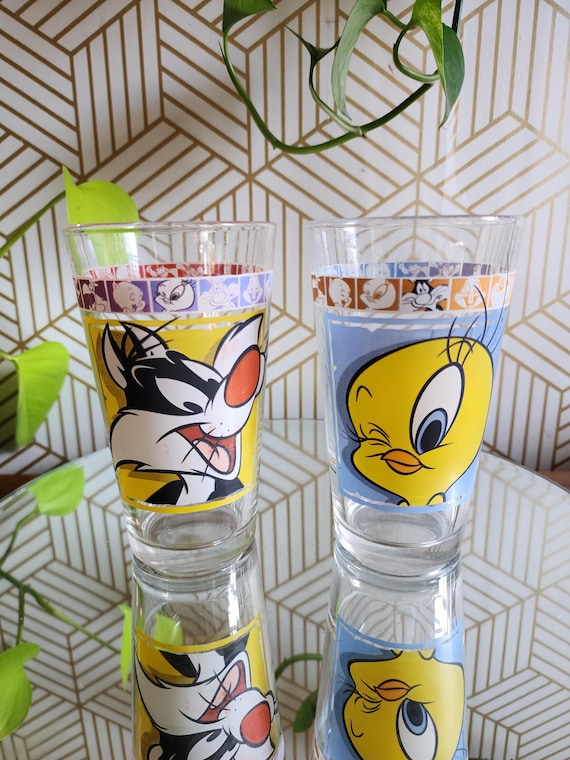 Vintage 1999 Looney Toons Tweety & Sylvester 16oz Drinking Glasses