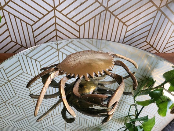 Vintage Brass Crab / Hinged Trinket Box / Ashtray