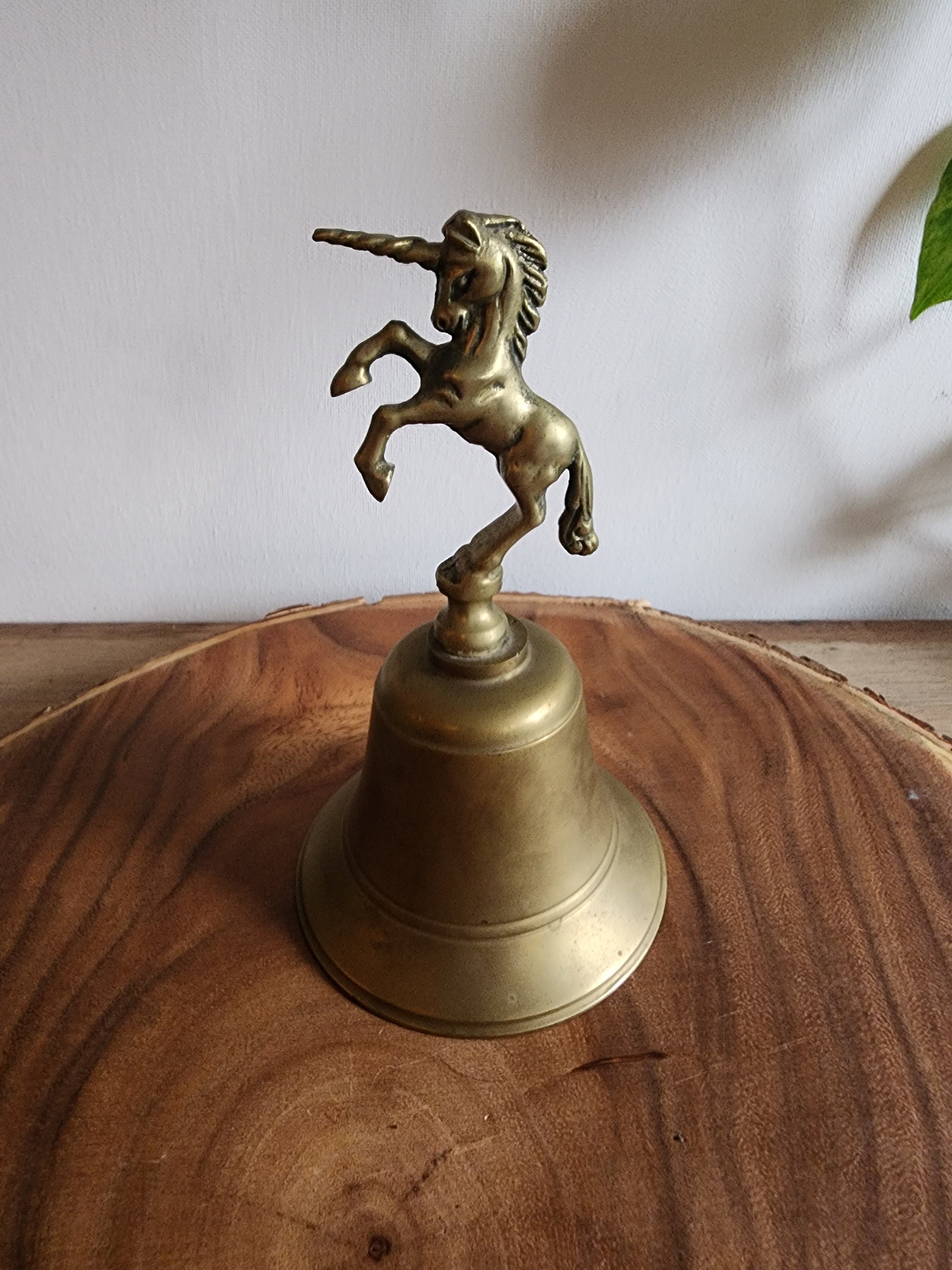 Vintage Solid Brass Unicorn Bell w/ Original Clapper Magical Home Decor