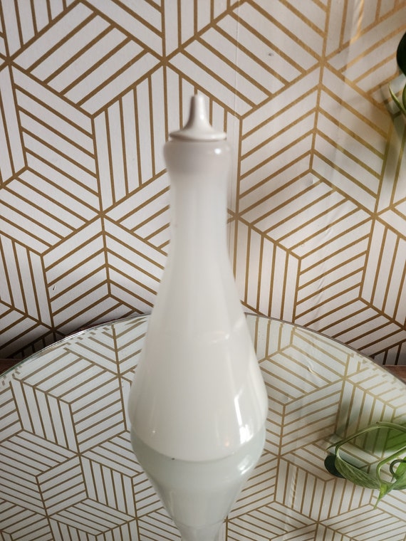 Antique Milk Glass Barber Bottle with Porcelain Cork Spout Stopper