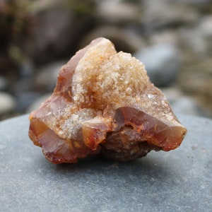 225 g grande agata corniola Washington arancione con cristalli di quarzo - regalo di arredamento per la casa, regalo di roccia, regalo per collezionisti di roccia, esposizione di roccia