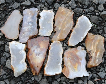 10 Piece Rock Slab Lot - Eastern Oregon Agates Tumbling Rock, Cabbing Rock, Display Rock, Rock Gift