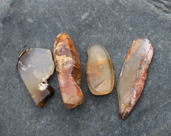 4 Eastern Oregon Tumbled Plume Agate Lot - Home Decor, Rock Gift, Display Rock