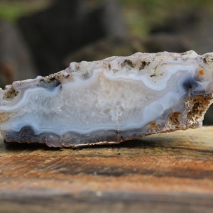 221 g di agata fasciata dell&#39;Oregon orientale tagliata e lucidata con centro in quarzo - regalo di arredamento per la casa, regalo di roccia, regalo per collezionisti di roccia, roccia da esposizione