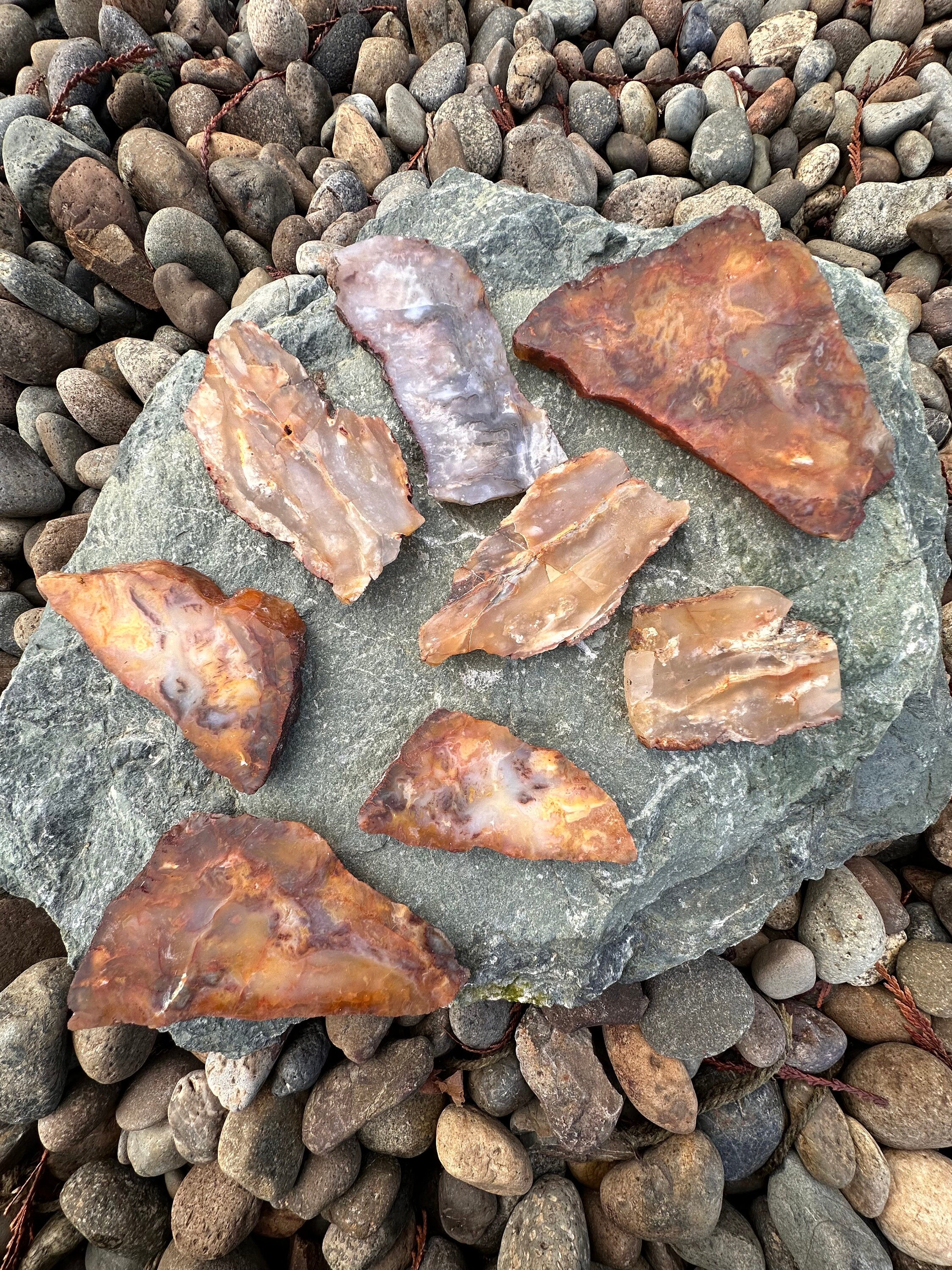 8 Piece Rock Slab Lot - Eastern Oregon Agates Tumbling Rock, Cabbing Rock, Display Rock, Rock Gift