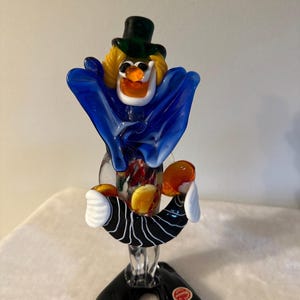 Italian Murano Glass Clown Figurine Statue 9” Mid Century Vintage