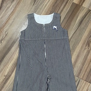 vintage 70s Kids Striped Dolphin Jumpsuit Bleu Blanc