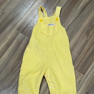 9 Months Toddler Vintage 70s 80s Overalls Pants Corduroy Yellow Health-Tex USA Made Kids Babies Children