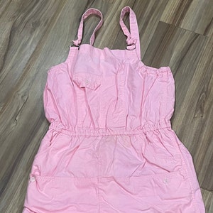 Vintage 90s Kids Cotton Overalls Shorts Pink Size Large Little Girls Children’s Cotton