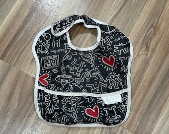 Vintage 90s Kids Baby Keith Haring Printed Bib Bumkins