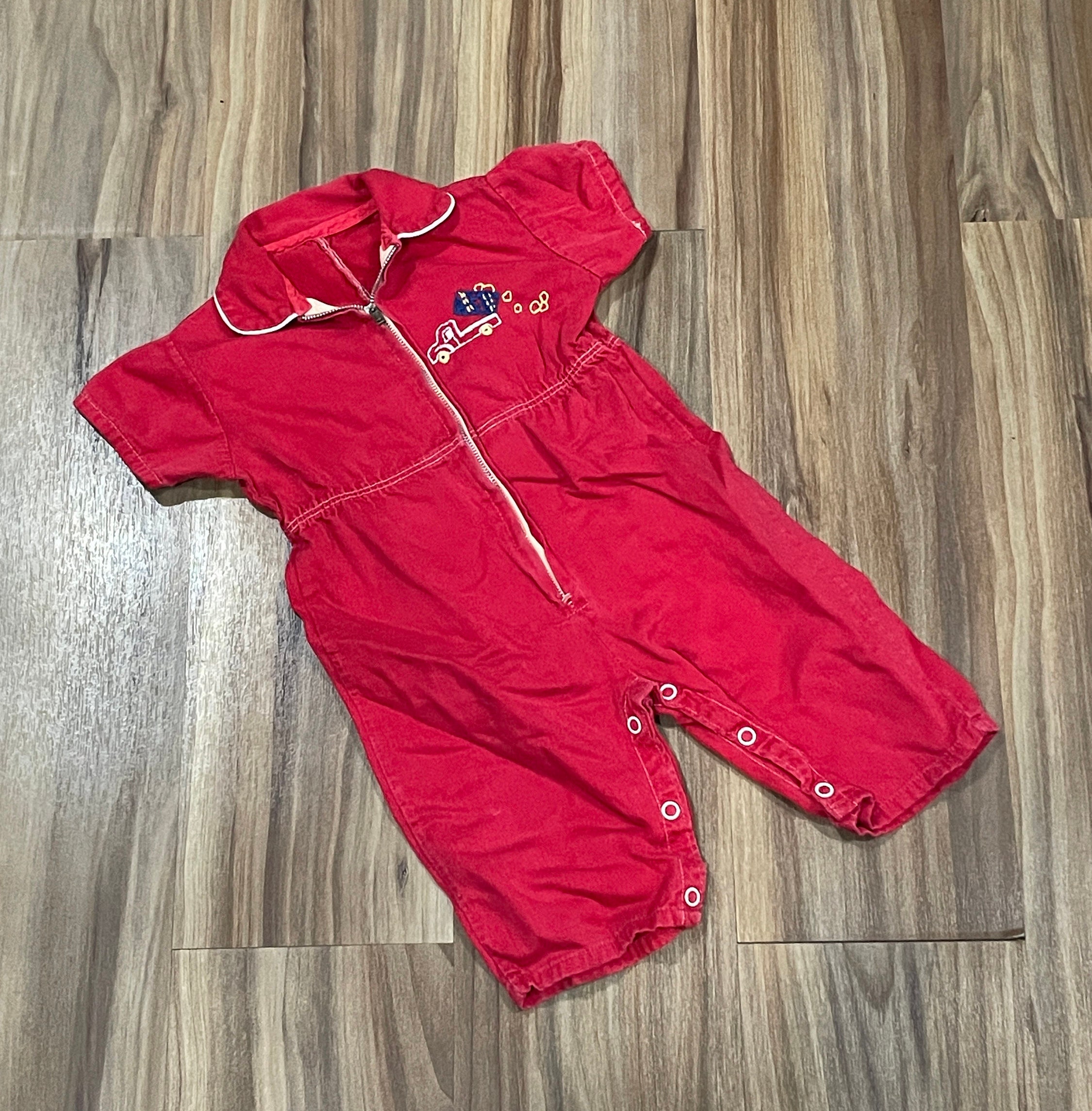 Combinaison Bébé Vintage Années 70 Taille 12M - Thème Mécanicien Camion - État Parfait