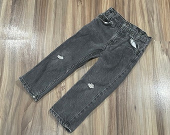 Sz 4 Vintage 90s Kids Levis Cotton Denim Jeans Gray Faded Black USA Made