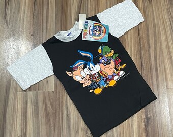 Sz 5/6 Vintage 90s Kids Toddler Brand New Looney Tunes Graphic Print Short Sleeve T Shirt Black