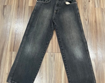 Sz 12 Vintage 00er South Pole Denim Baumwolle Skater Jeans Jungen Kinder Schwarz 25x25