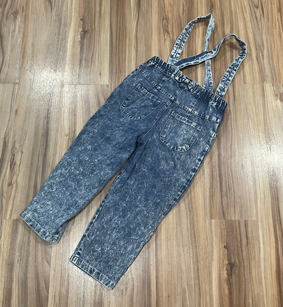 Sz 6 Vintage 80s Kids Denim Acid Wash Cotton Bowt… - image 2