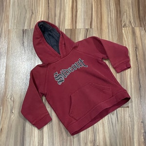 5T Vintage 90s Y2k Kids Sideout Skate Long Sleeve Cotton Hooded Sweatshirt Maroon