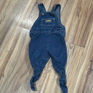 Vintage 80s Baby Oshkosh Denim Cotton Overalls One Piece Size 6-9 Months USA Made