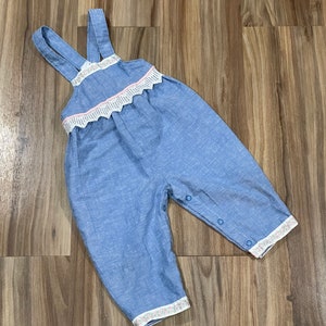 12 m vintage des années 90 enfants bambin Carters salopette en coton pantalon bleu fabriqué aux États-Unis