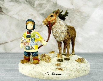 The Reindeer Keeper Figurine by Trisha Romance - Signed -  Limited Edition Collectable #349/5,000