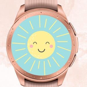 Sfondo carino con sole per Samsung Galaxy Watch, quadrante con sole per Samsung Galaxy Watch, adorabile sfondo con sole per Galaxy Watch, sfondo con sole felice per orologio rotondo, primavera