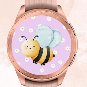 Sfondo con ape carina per Samsung Galaxy Watch, quadrante con ape carina per Samsung Galaxy Watch, ape adorabile per Galaxy Watch, sfondo rotondo con ape per Watch, primavera