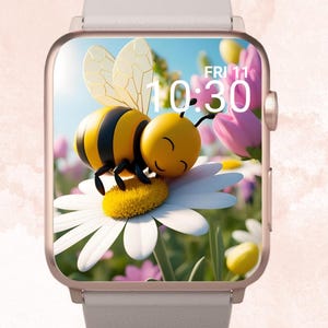 Adorable Bee Apple Watch Wallpaper, Adorable Bee Apple Watch Face, Spring Apple Watch, Floral Apple Watch, 3D Apple Watch Wallpaper, 3D Bee