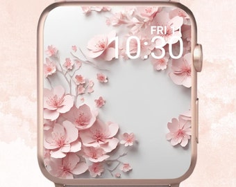 3D Cherry Blossom Apple Watch Wallpaper, 3D Floral Apple Watch Wallpaper, 3D Cherry Blossom Apple Watch Face, Gorgeous Apple Watch Aesthetic