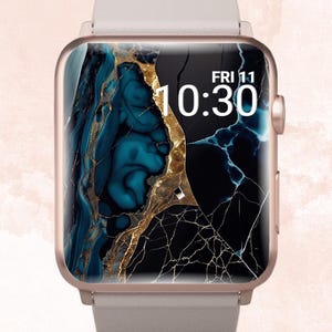 Blue Marble Apple Watch Wallpaper, Blue Gold Marble Apple Watch, Aesthetic Apple Watch, Gorgeous Apple Watch, Elegant Marble Watch Face
