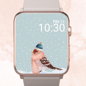 Sfondo Apple Watch uccello innevato, simpatico Apple Watch uccello innevato, sfondo Apple Watch uccello invernale, quadrante Apple Watch uccello invernale, uccello invernale