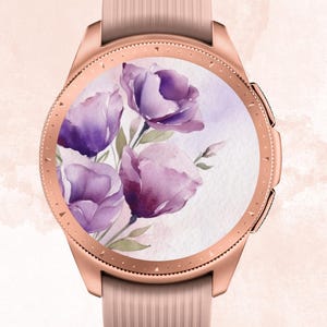 Sfondo floreale ad acquerello per Samsung Galaxy Watch, quadrante con fiori primaverili per Samsung Galaxy Watch, Samsung Galaxy Watch estetico, Galaxy Watch