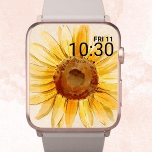 Sfondo Apple Watch Girasole, Quadrante Apple Watch Girasole, Sfondo Apple Watch Floreale, Floreale Acquerello, Quadrante Apple Watch Estetico