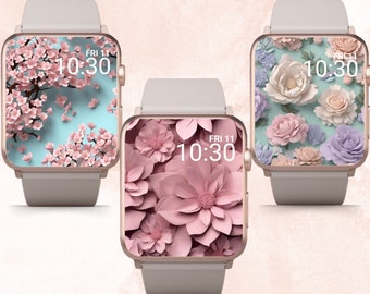 Set of 3 Vibrant 3D Floral Apple Watch Wallpapers, Floral Apple Watch Wallpaper, Floral Apple Watch Face, 3D Floral Apple Watch Face, 3D