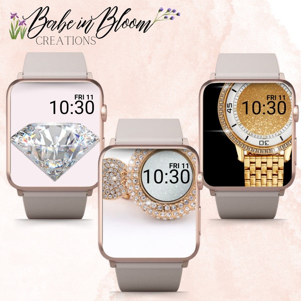 Set of 3 Jewelry Apple Watch Wallpapers, Glitter Apple Watch Wallpaper, Sparkly Apple Watch Wallpaper, Fancy Watch Face, Diamond Apple Watch