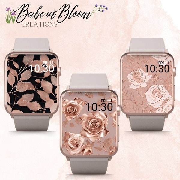 3D Rose Gold Apple Watch Wallpaper, Rose Gold Roses Apple Watch Wallpaper, 3D Apple Watch Wallpaper, Beige Aesthetic Apple Watch, 3D Roses