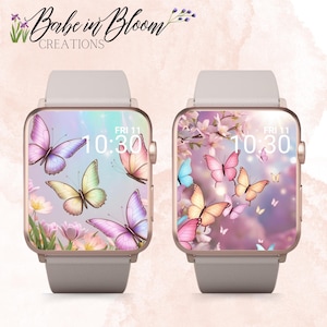 Set of 2 Gorgeous Butterfly Apple Watch Wallpapers, Butterflies Apple Watch Face, Spring Apple Watch Wallpaper, 3D Floral Apple Watch Face