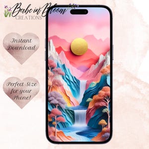 3D Waterfall Phone Wallpaper, 3D Smartphone Wallpaper, Aesthetic Phone Wallpaper, Gorgeous iPhone Wallpaper, Gorgeous Nature Phone Wallpaper